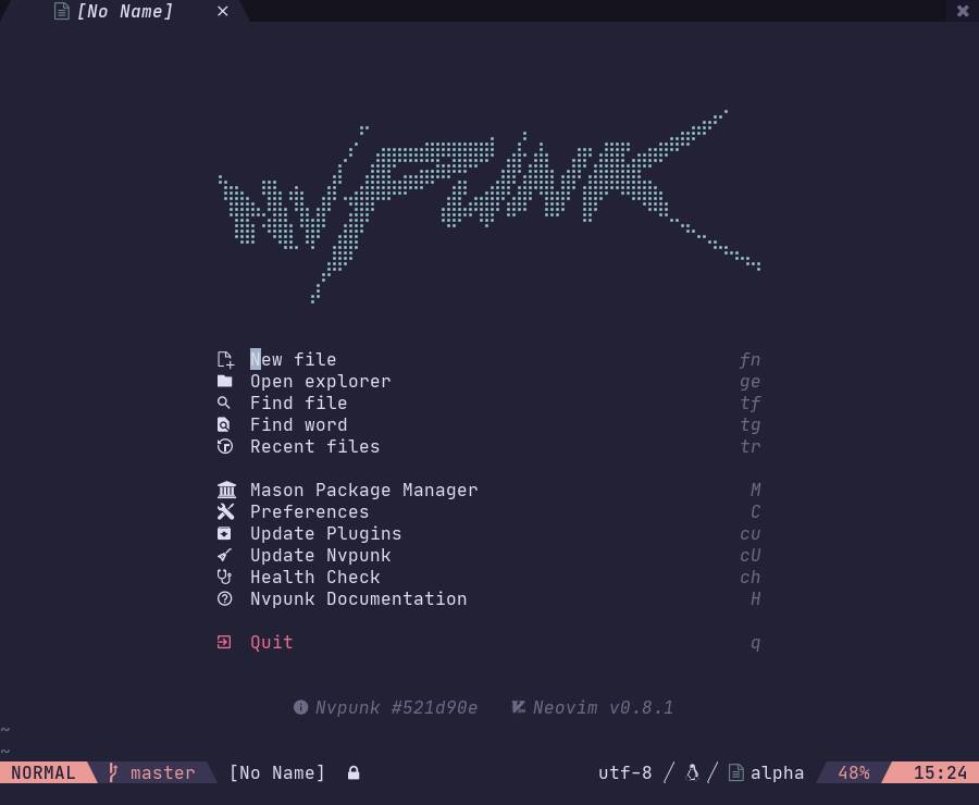 Screenshot of Nvpunk’s greeter